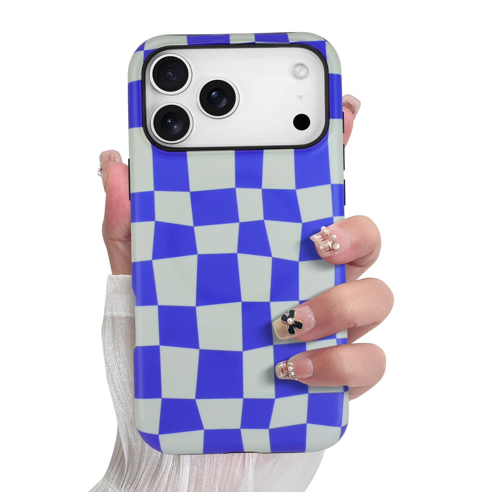 SOKAD Magnetic Checkered Phone Case for iPhone 17 Pro Max, Cute Grids Plaid Checkerboard Pattern Compatible with Magsafe Matte P