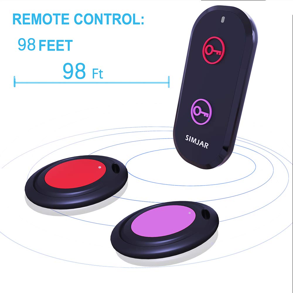 Basic Key Finder With 2 Receivers & 1 Remote, Simjar Wireless Remote Control Rf Key Finder Locator Tracker For Keys Wallet Phone