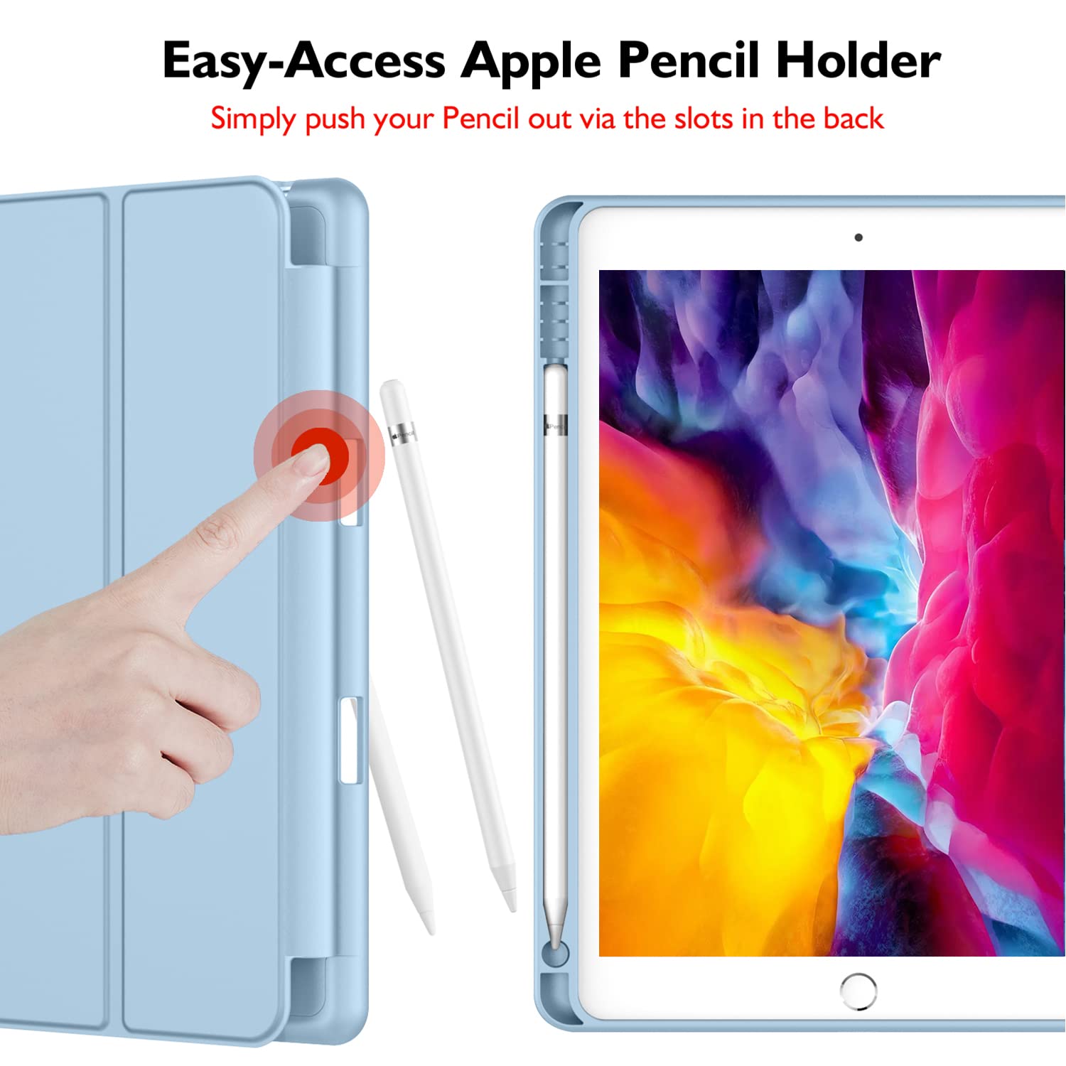Imieet Ipad 9.7 Case (2018/2017 Model, 6Th/5Th Generation), Smart Cover With Pencil Holder And Soft Baby Skin Silicone Back And Full Body Protection, Auto Wake/Sleep Cover (Sky Blue)