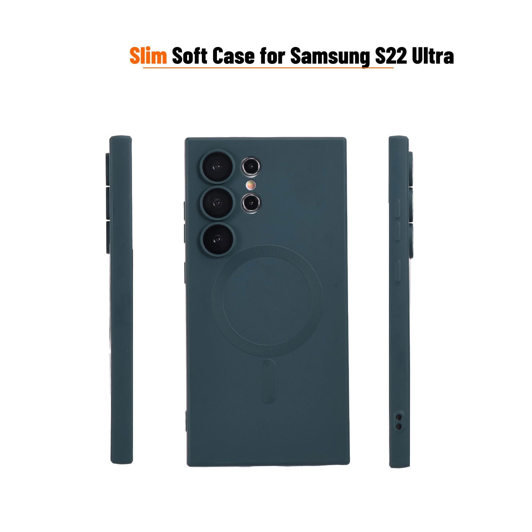 Yetagso Magnetic For Samsung Galaxy S22 Ultra Case,Soft Silicone Samsung Galaxy S22 Ultra Phone Case With Camera Protection,Anti