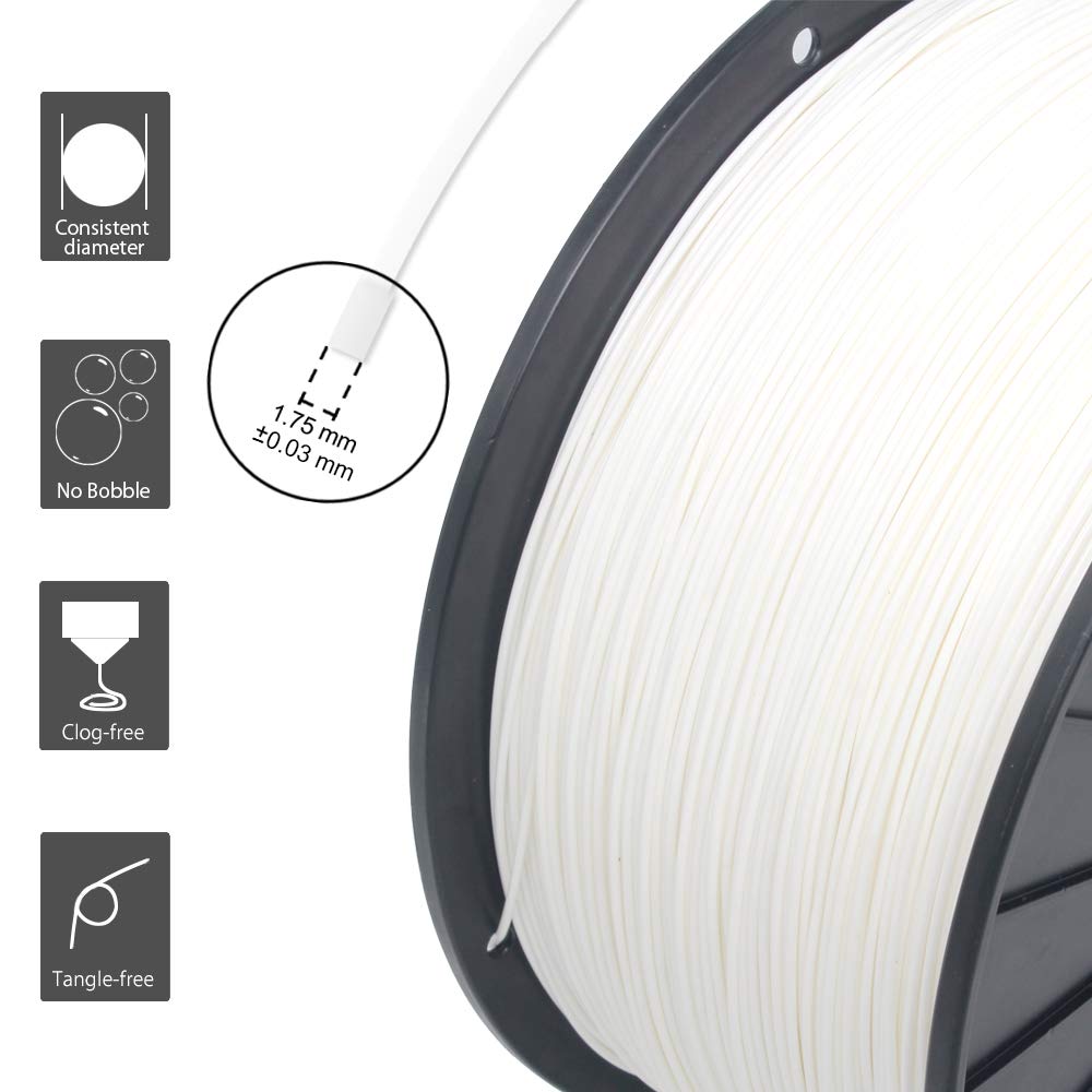 Reprapper White Pla Filament For 3D Printer & 3D Pen 1.75Mm (