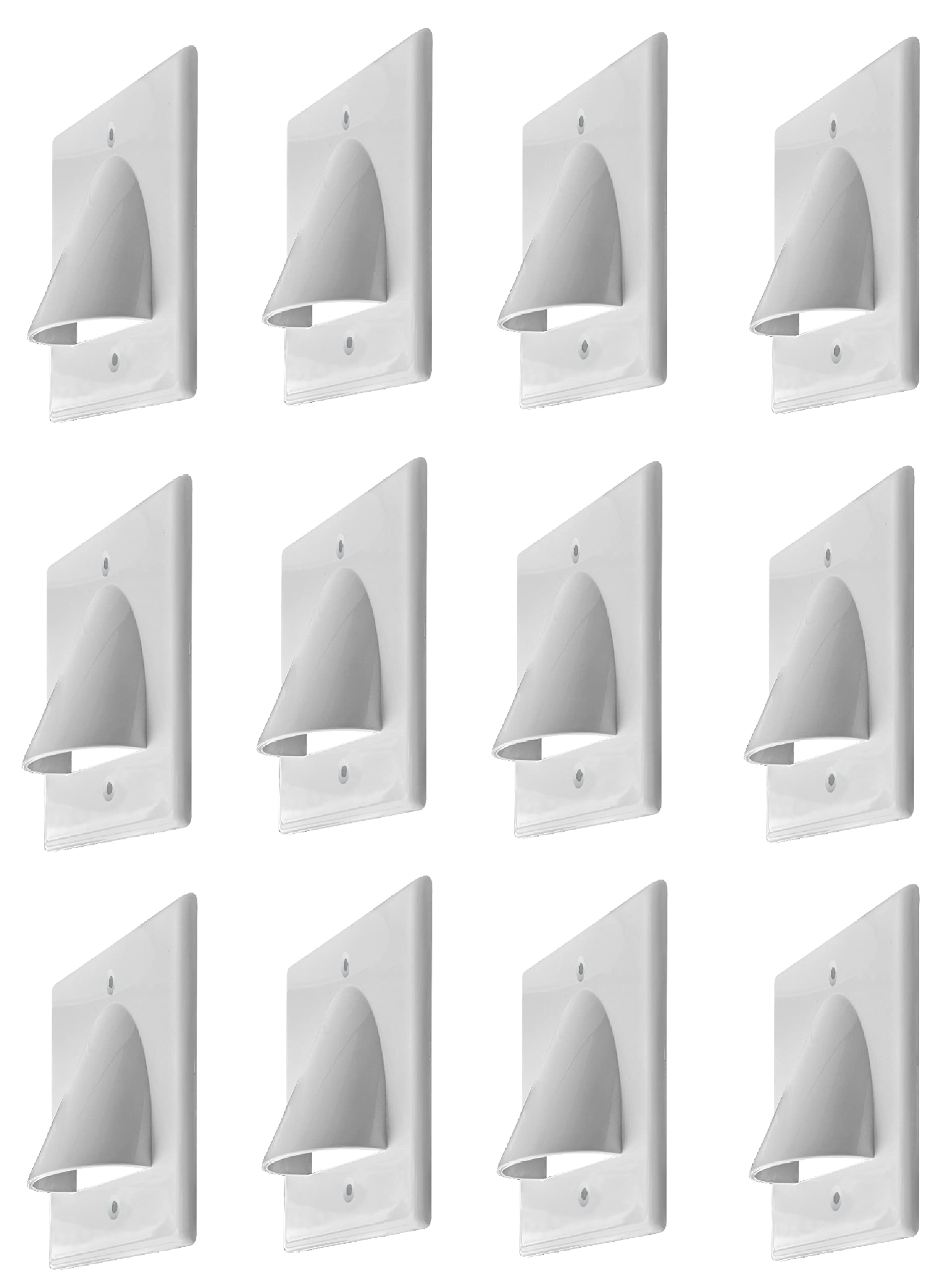 BestMounts - 12 Pack Outer Nose Behind Wall Cable Management TV Cord Hider for Wall Mounted TV - Single Gang Low Voltage Recesse