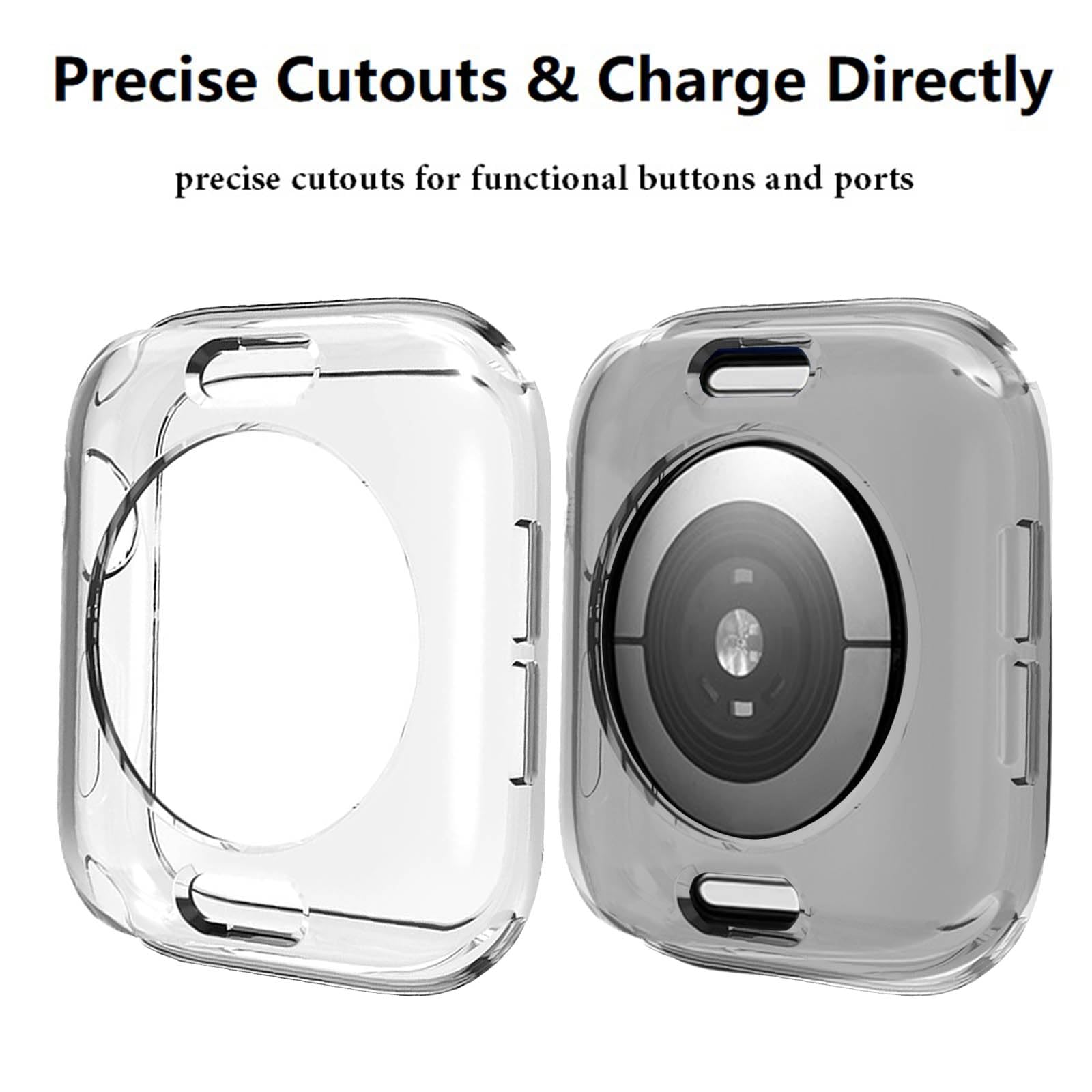 Hontao Ultra Thin Soft Tpu Shockproof Bumper Case For Iwatch Apple Watch Series 9/8/7 Clear 45Mm