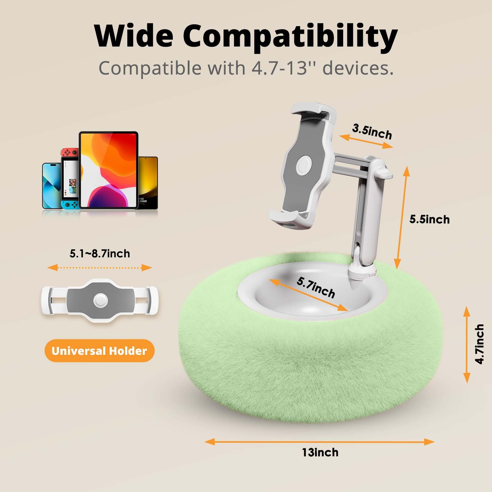 Supedesk Tablet Pillow Stand For Reading, Adjustable Tablet Pillow Stand For Lap With Detachable Bowl, Fits 4.7'' 13'' Kindle/Ph