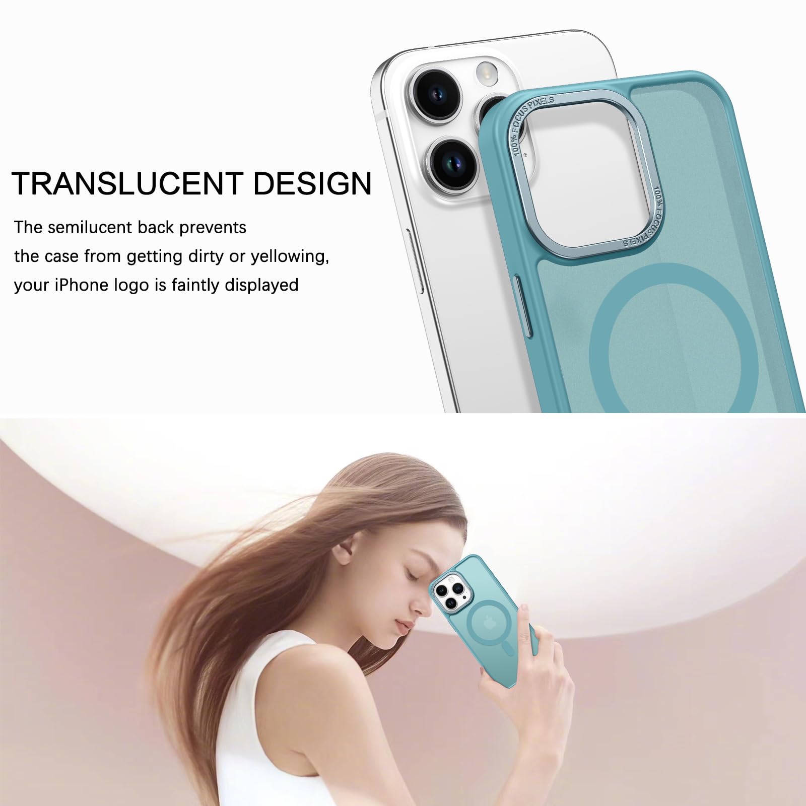 Bentoben For Iphone 15 Pro Max Case,Iphone 15 Pro Max Magnetic Phone Case[Compatible With Magsafe]Translucent Matte Slim Shockpr