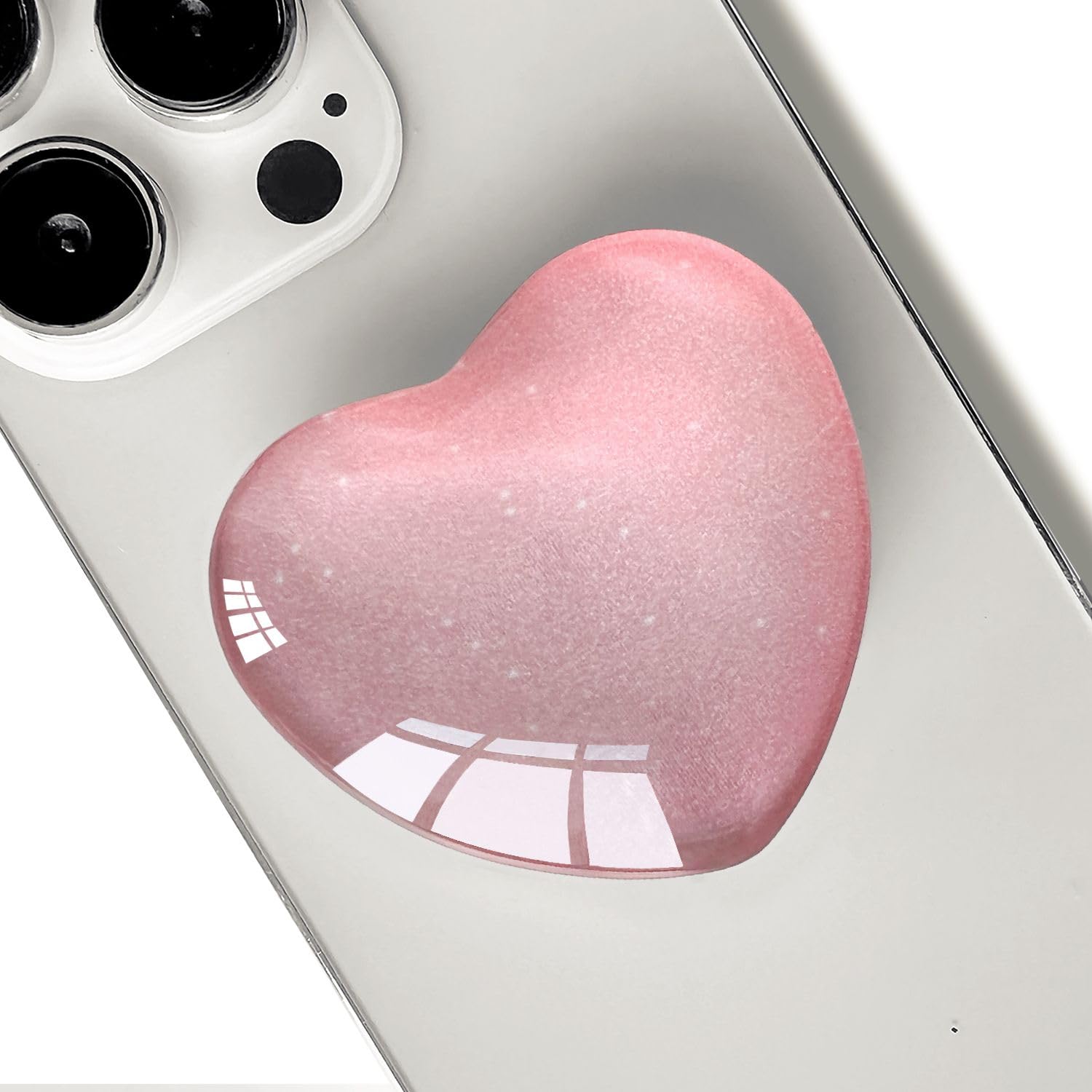 Ksadiye Expandiing Moblile Cell Phone Grip Heart Shape Glass Holder for Smartphones, Cellphone Collapsible Stand( Pink