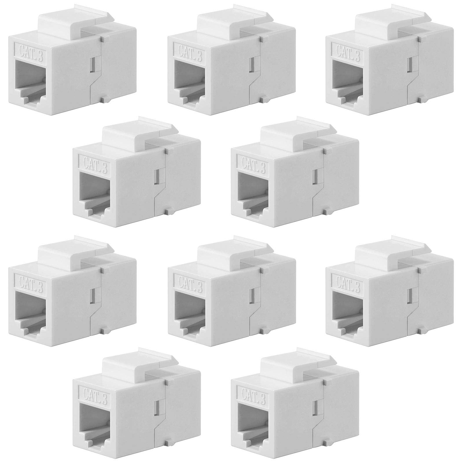 10 Pieces Cat3 Telephone Rj11 6P4C Jack Phone Line Connector Coupler Phone Female To Female Telephone Jack Coupler (White)