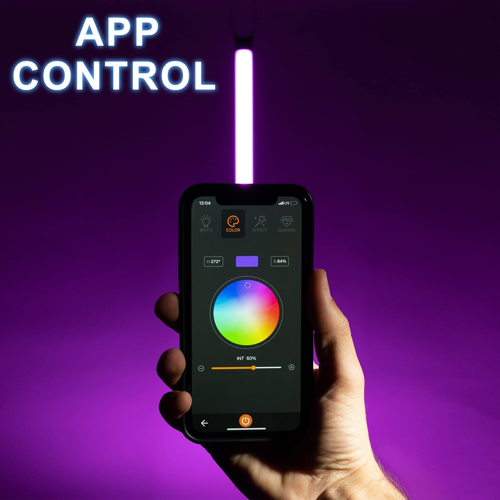 Luxceo P120S 30W Rgb Tube Light Bar, App Control 3000 Lumen Led Video Light Wand, Battery Powered Handheld Photography Lighting