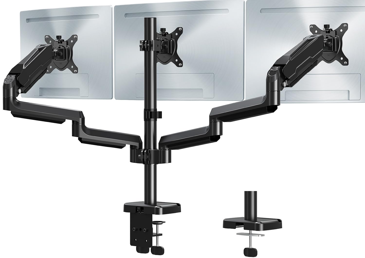 Mount Pro Triple Monitor Mount, 3 Monitor Desk Mount For There Screens Up To 32 Inch, Full Motion Gas Spring Triple Monitor Stan