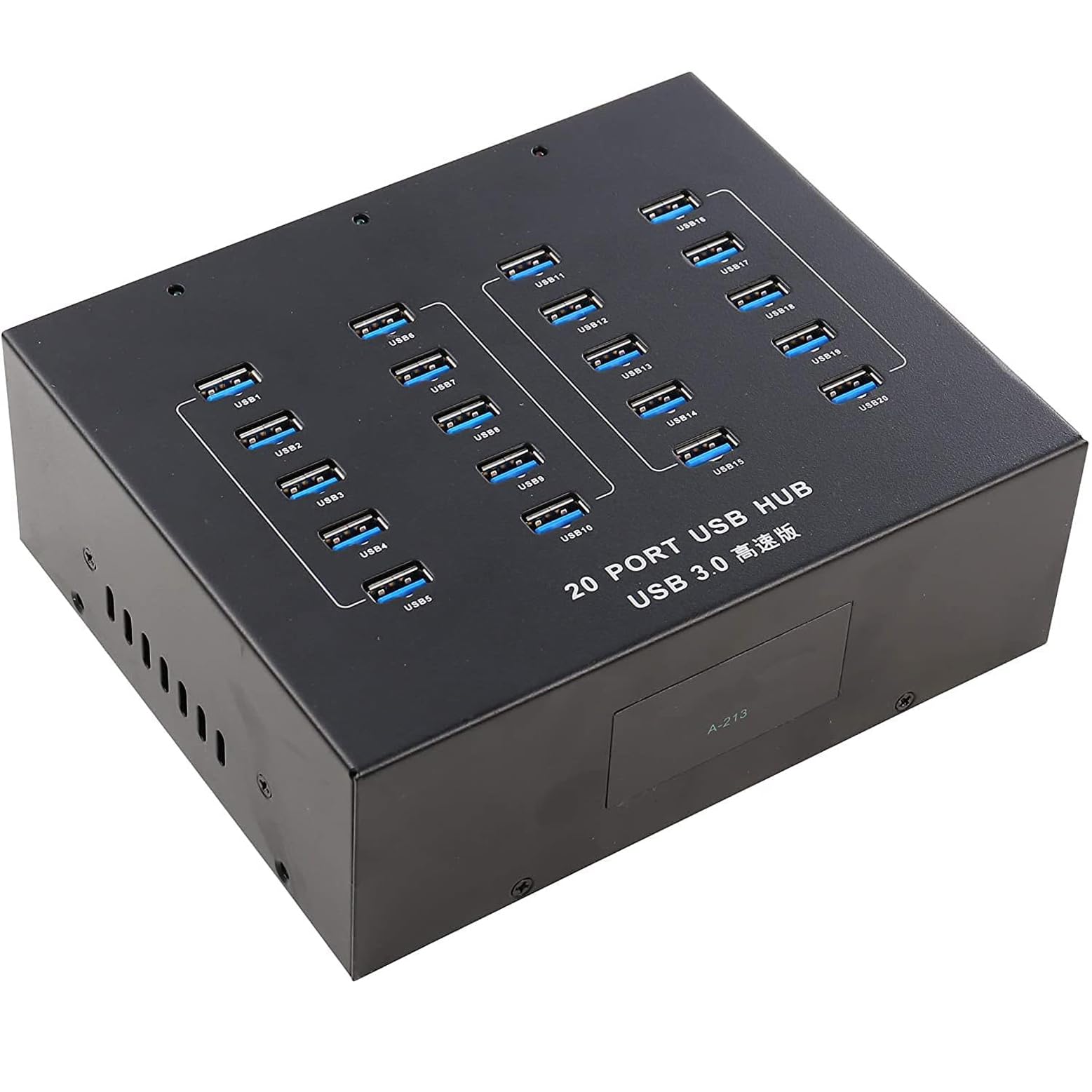 UHPPOTE A213 Industrial Grade USB 3.0 Hub 20 Port High Speed Data Transfer