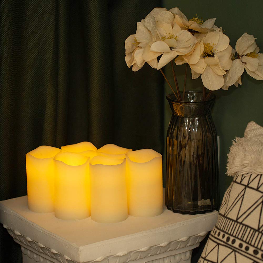 H Blossom Flickering Flameless Candles Battery Operated Real Wax Pillar Candles Led Candles With 10 Key Remote Control Cycling T