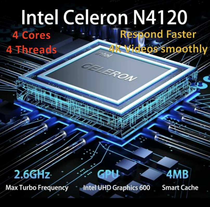 Hp 2024 14 Laptop Notebook Thin Light Students Business, Quad-Core Intel N4120, 16Gb Ram, 384Gb (128Gb Emmc+ 256Gb Card) 1 Year