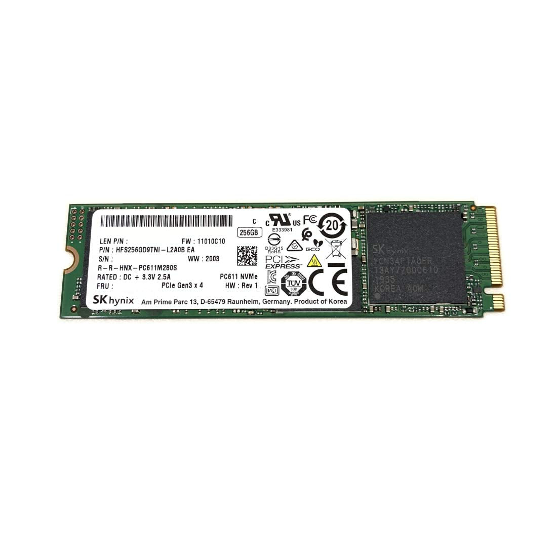 Hynix SK SSD 256GB PC611 M.2 2280 PCIe Gen3 x4 NVMe HFS256GD9TNI Solid State Drive-New