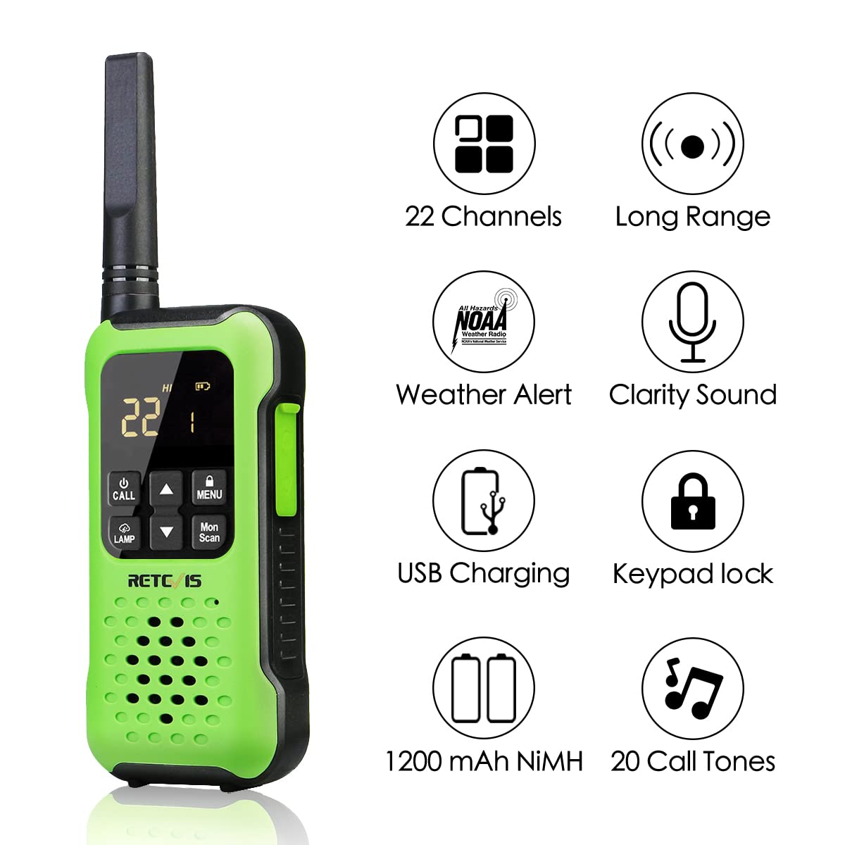 Retevis Rt49P Waterproof Two Way Radio, Ip67 Walkie Talkies Floatable, Rechargeable 2 Way Radio For Adults, Vox, Noaa, Flashlight, Sos, For Kayaking, Fishing 4 Pcs Green