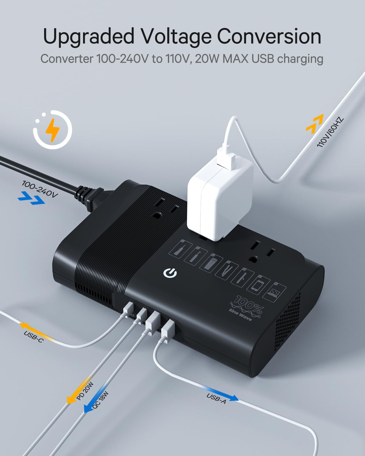 Doace 220V To 110V Voltage Converter For European Travel: Max 500W Pure Sine Wave Voltage Converter Us To Europe   220 To 110 In