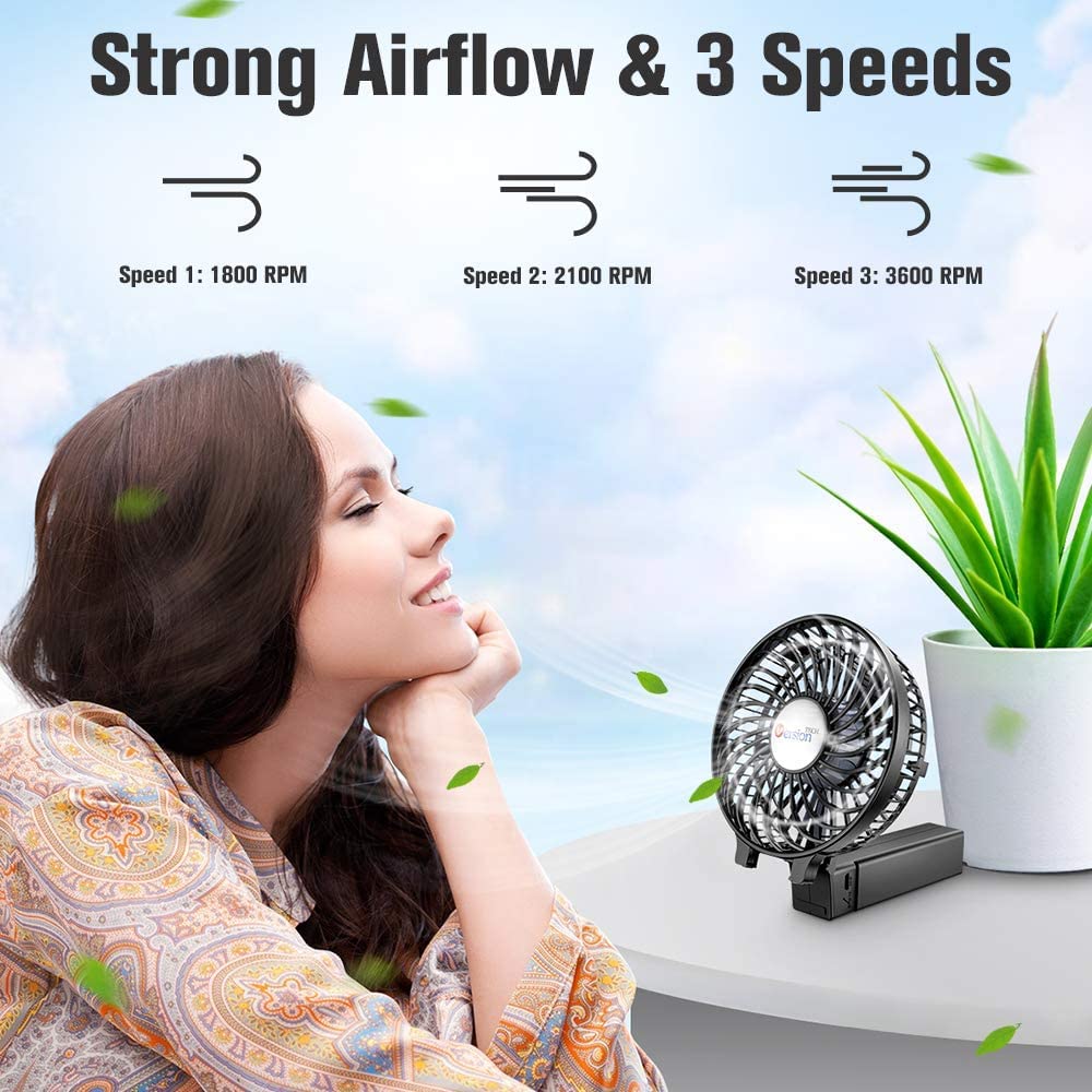 Versiontech. Portable Handheld Fan, Travel & Camping Essentials Small Desk Fans, Mini Personal Accessories With Usb Rechargeable