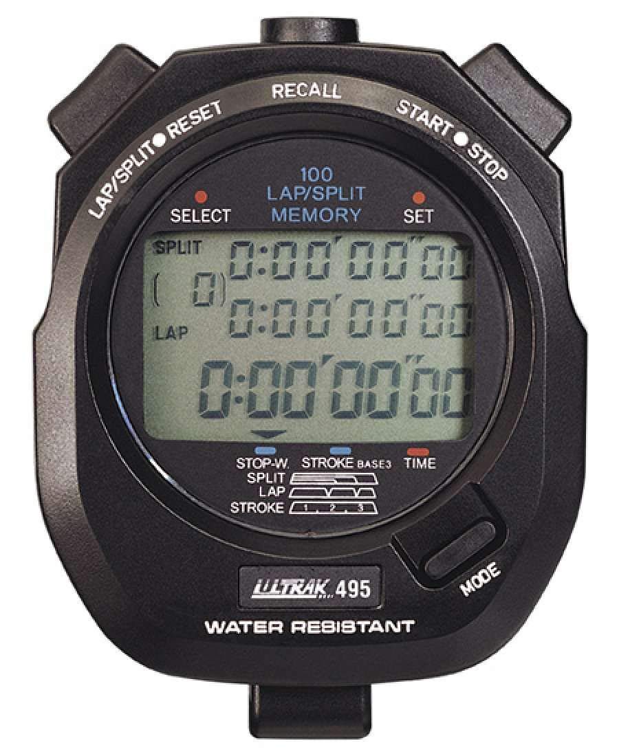 Ultrak 495 100 Lap Memory Black Professional Stopwatches Continuous Display Of Event Time New