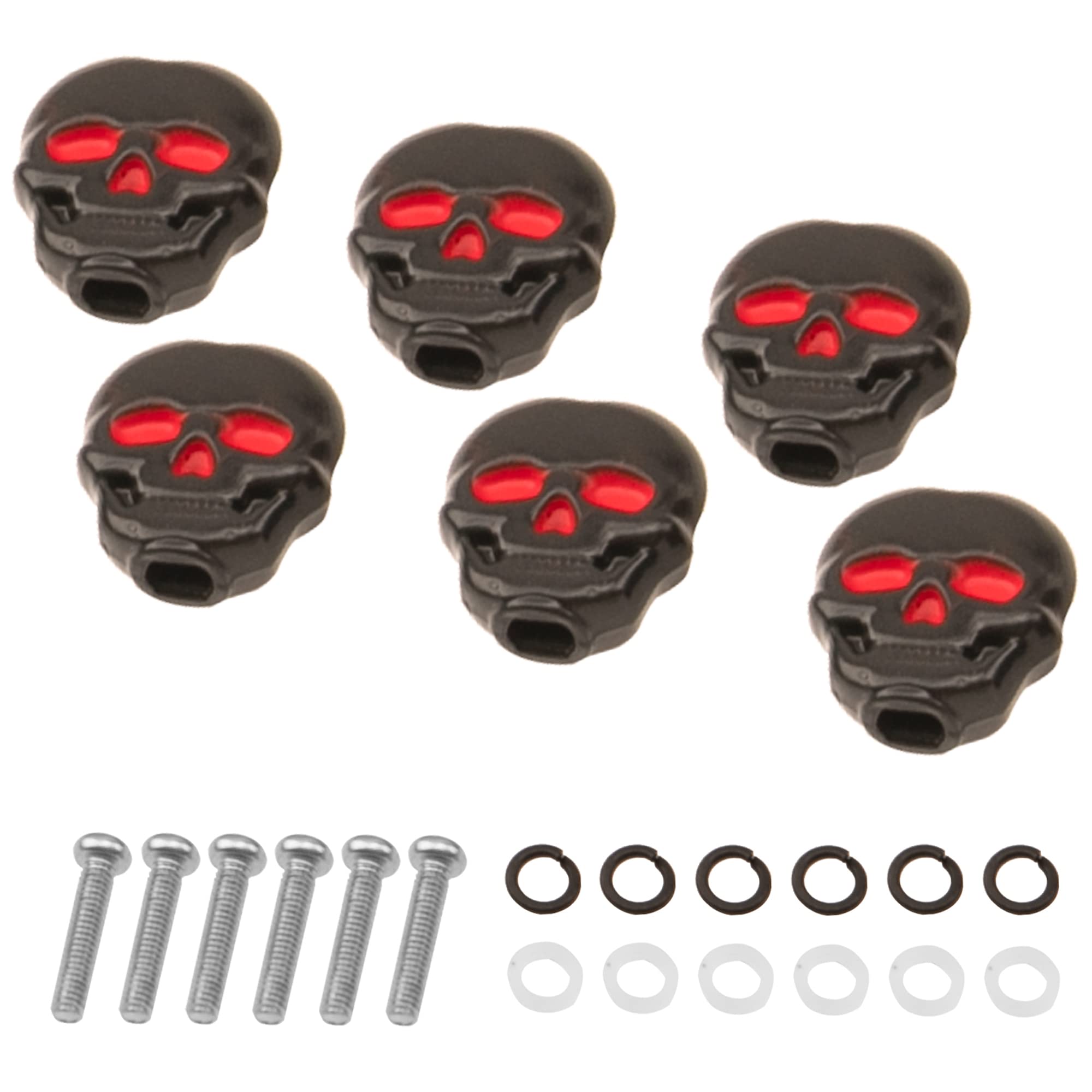 6Pcs Yootones Guitar Tuning Peg Cap, Skull Shape Tuning Key Button Hat Compatible With Folk, Electric And Acoustic Guitar (Black