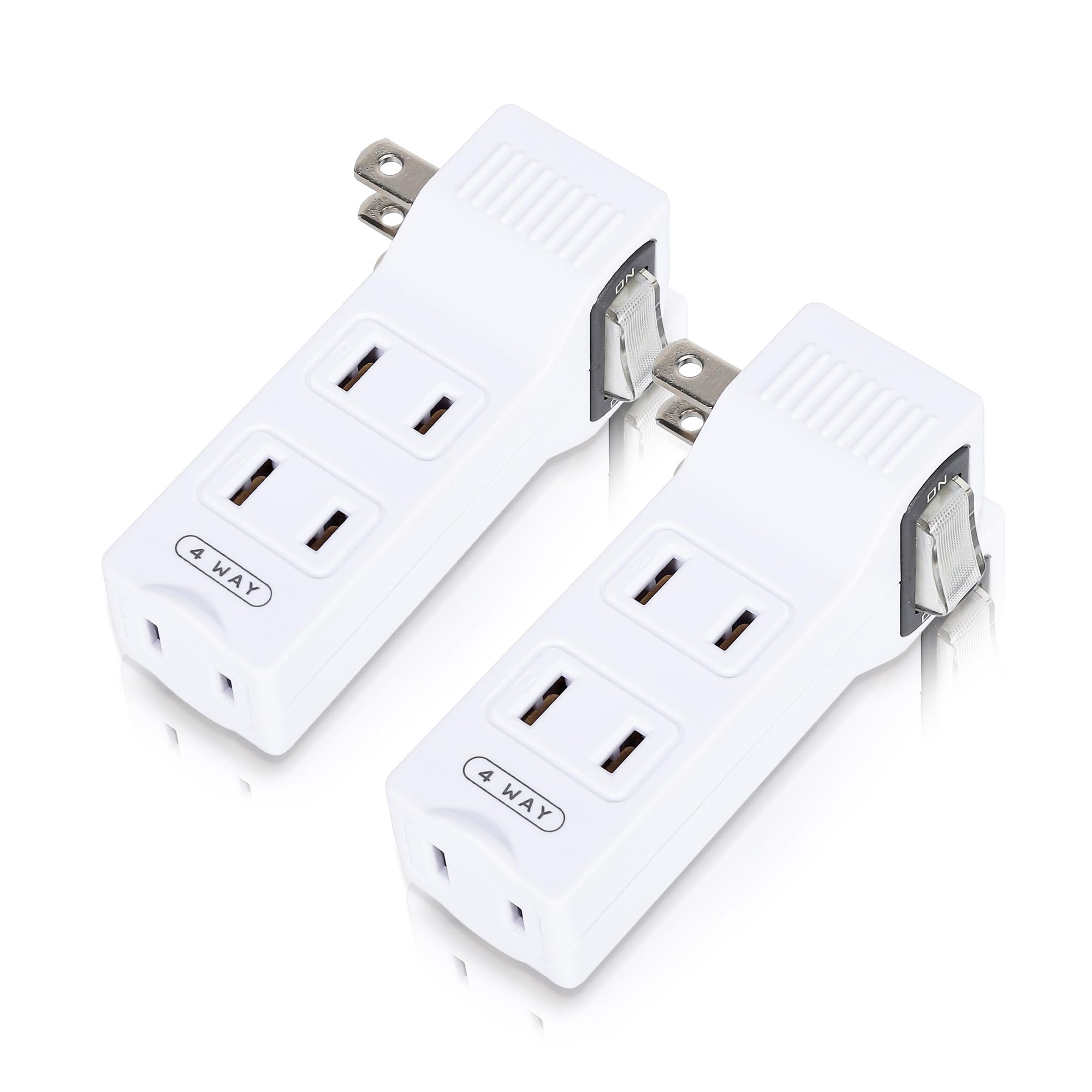 Sycon 4 Outlet Wall Adapter With A Power Switch And Night Light, 2 Prong Extender Adapter Plug With 4 Electrical Outlets For Tra