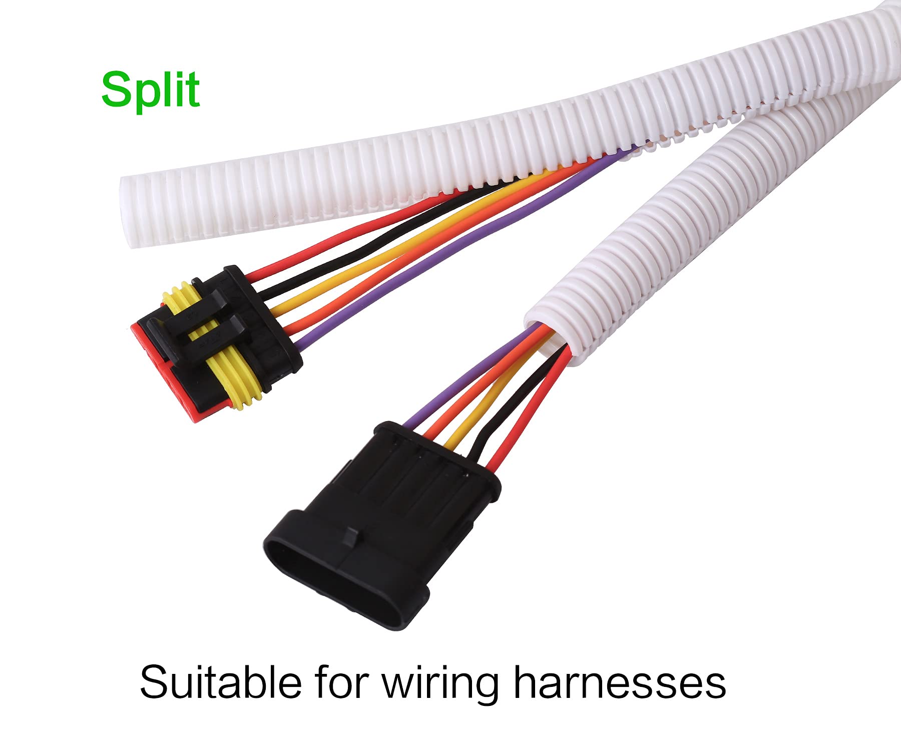 Alex Tech 10Ft   1 Inch Split Wire Loom Tubing Wire Conduit   White