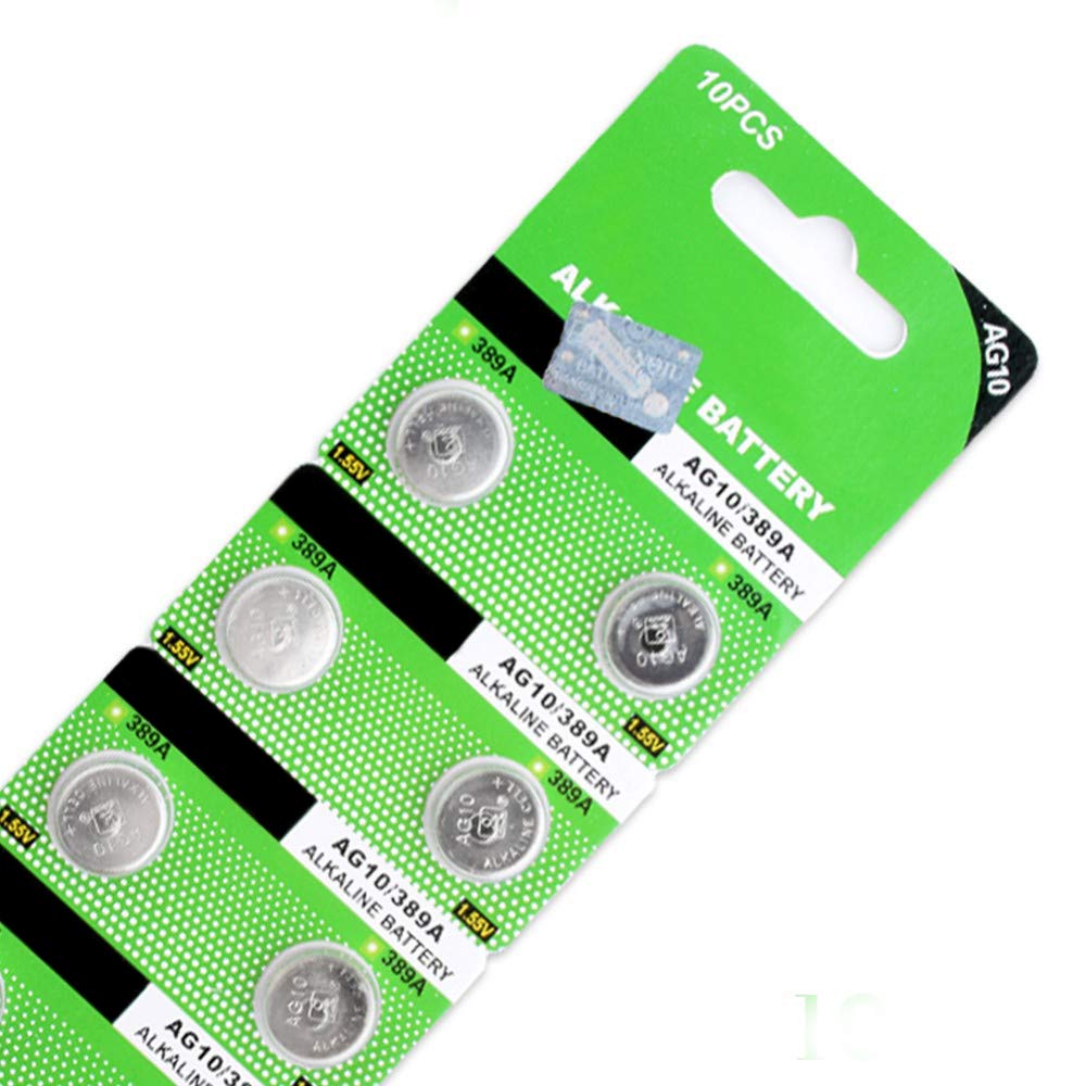 Cotchear 10Pcs Ag10 Button Cell Batteries Lr1130 Button Cell Battery 1.5V 1130 Battery Button Cell 389 Sr54 189 Sr1130 Lr54 Batt