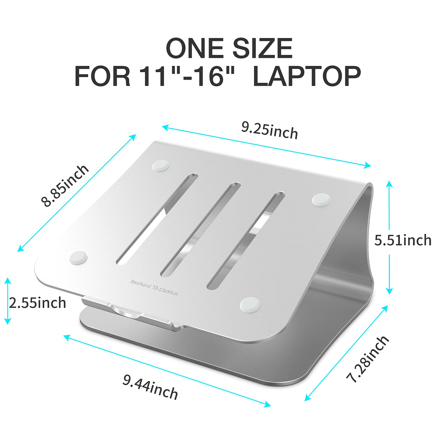 Bestand Laptop Stand, Aluminum Notebook Holder Riser Heat Vent For Macbook Air/Pro, Dell, Hp, Lenovo, Microsoft Surface, Samsung