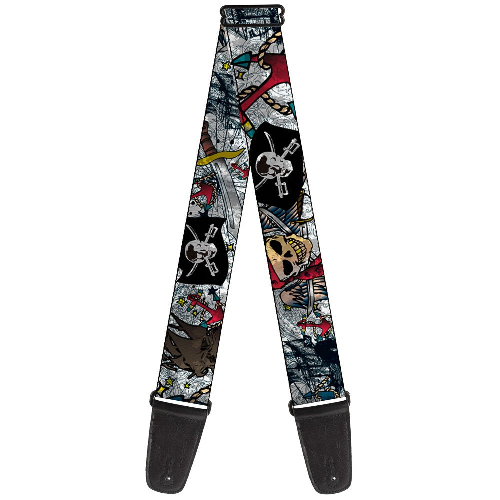 BuckleDown Guitar Strap  Dead Men Tell No Tales CLOSEUP White  2 Wide  2954 Length