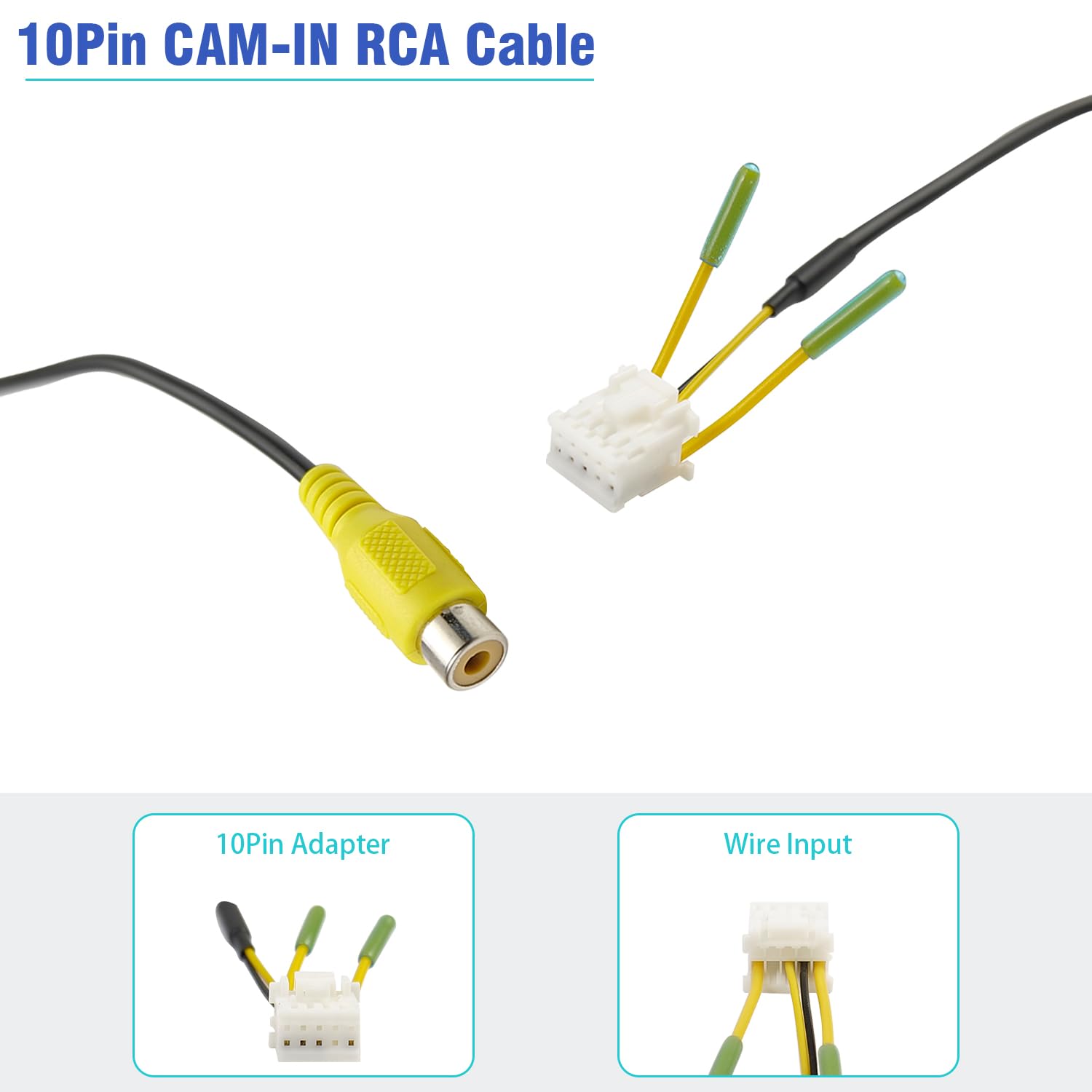 Jayubien 10Pin Rca Wiring Harness Connector For Android Car Stereo Radio Backup Camera Rca Video Input Adapter Replacement Rever