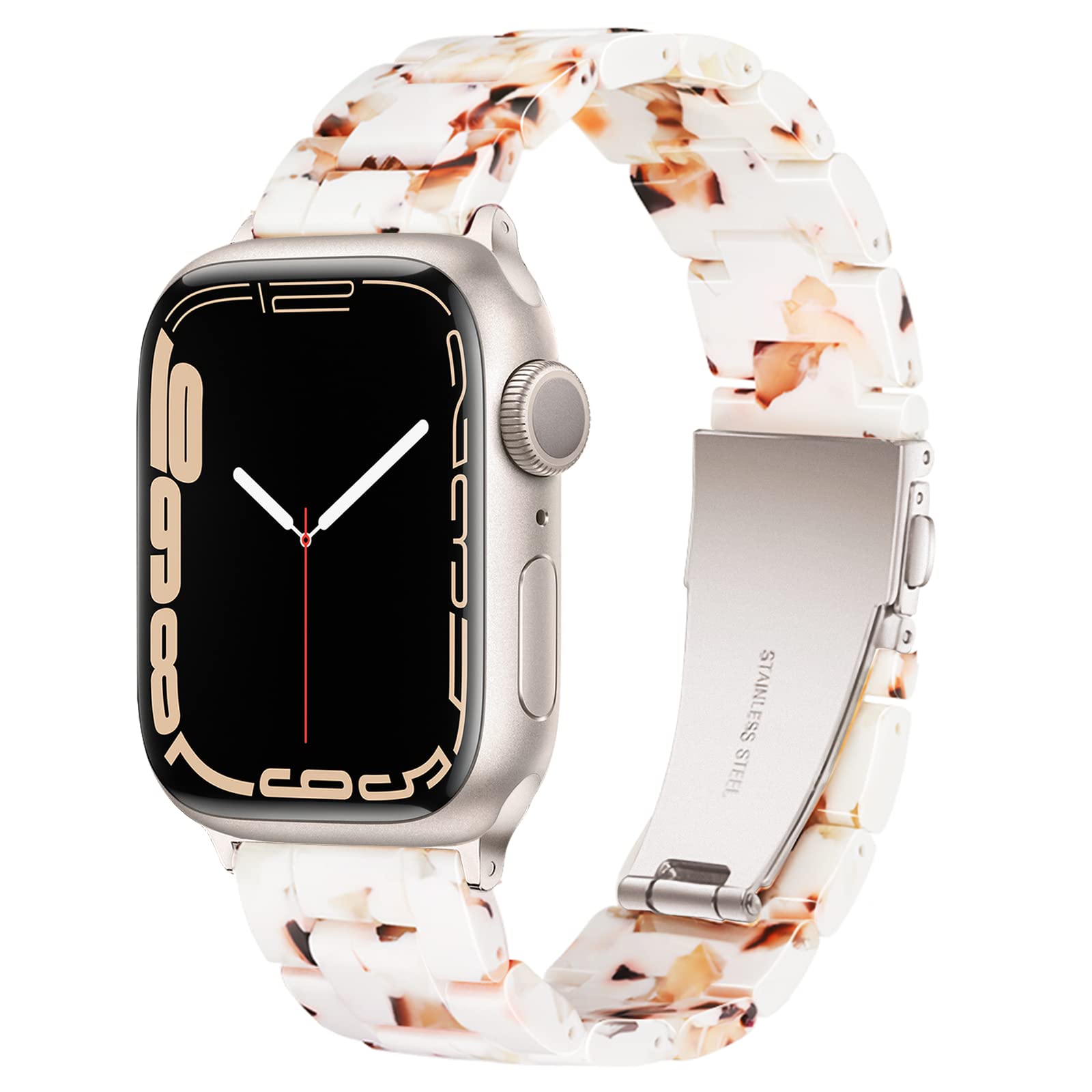 Light Apple Watch Band   Fashion Resin Apple Watch Series 10 9 8 Band Starlight Compatible With Copper Stainless Steel Buckle Fo