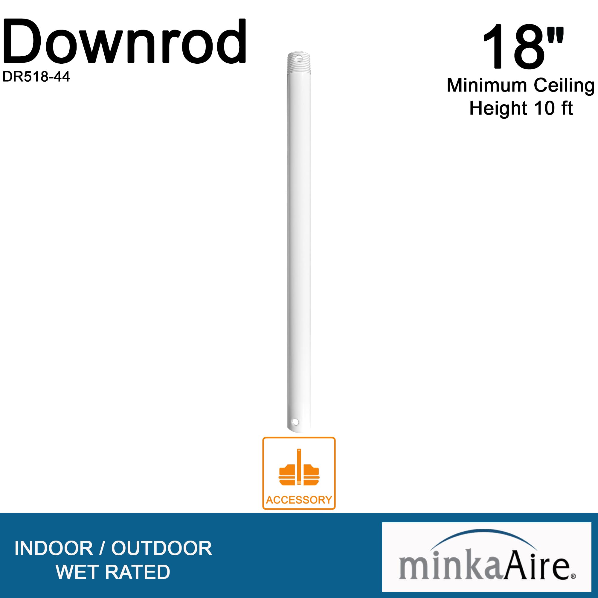 Minka Aire Dr518 44, 18'' Downrod, White