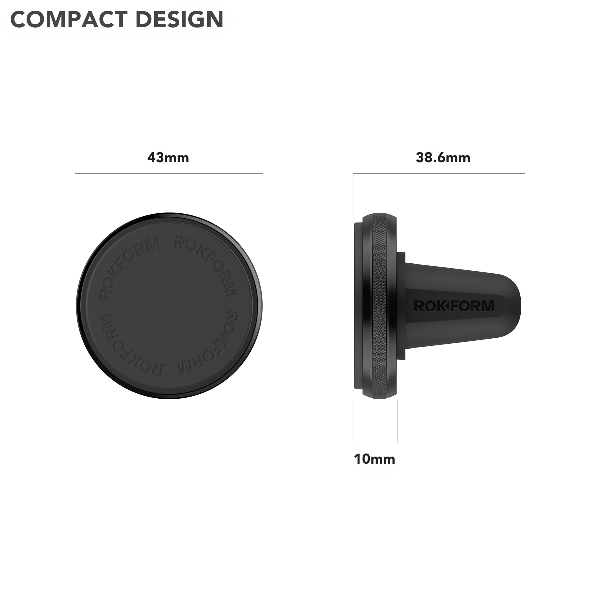 Rokform   Magnetic Air Vent Mount, Super Grip Car Truck & Van Vent Clip, Aluminum Cell Phone Holder, Removable Vent Magnet Mount