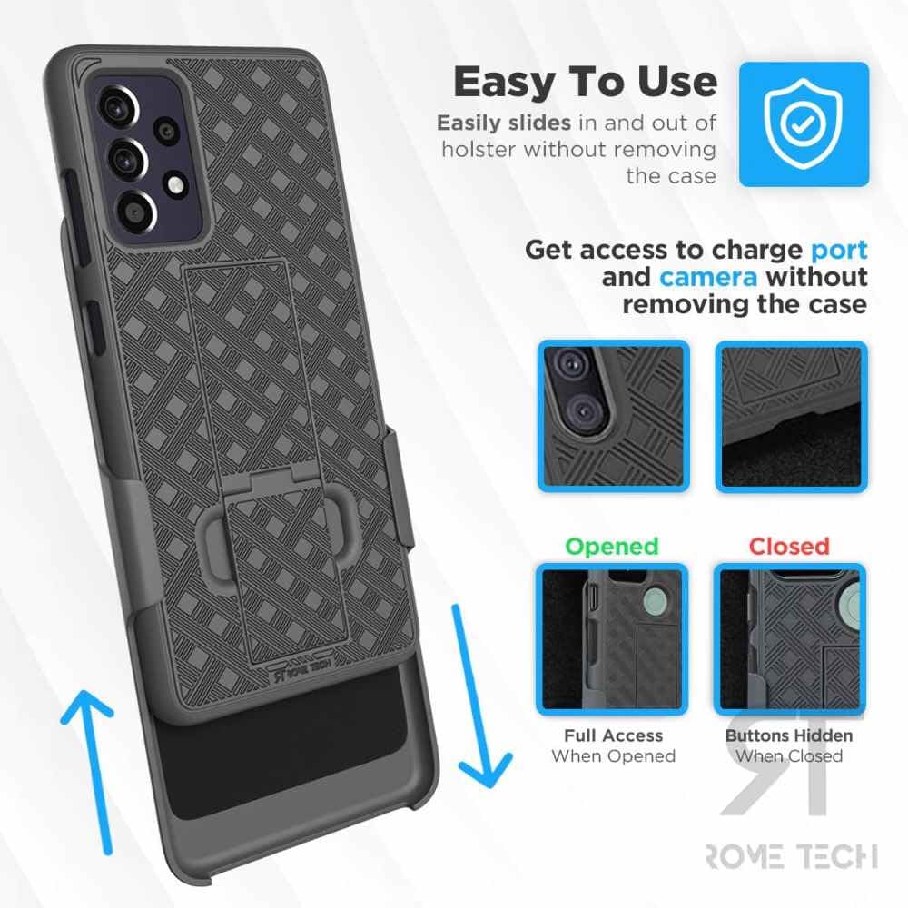 For Samsung Galaxy A53 5G Case With Belt Clip Holster, Kickstand Slim Cover Phone Case For Galaxy A53 5G   Black