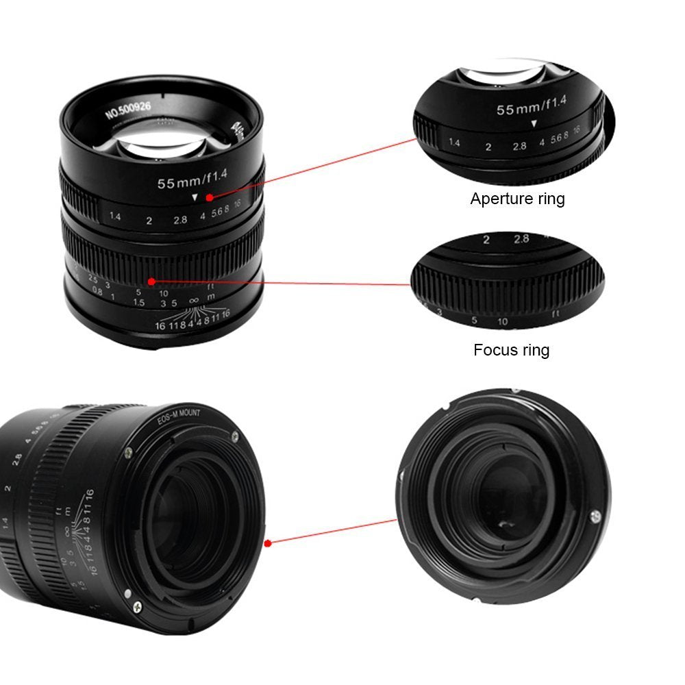 7Artisans 55Mm F1.4 Aps-C Manual Fixed Lens For M4/3 Mount Cameras Panasonic G1 G2 G3 G4 G5 G6 G7 Gf1 Gf2 Gf3 Gf5 Gf6 Gm1 Olympu