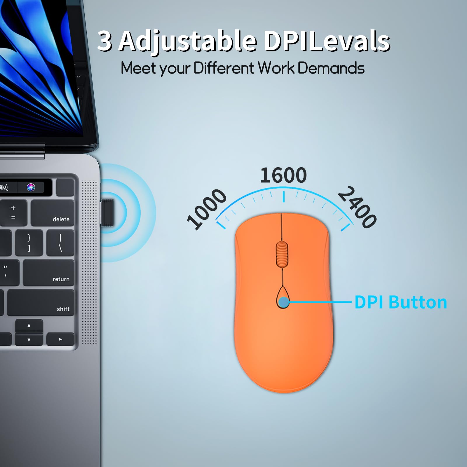 Shunjinrun Wireless Mouse For Chromebook, Laptop, Pc, Macbook, Slim Portable Optical Computer Mouse With Usb Mini Receiver, Quie