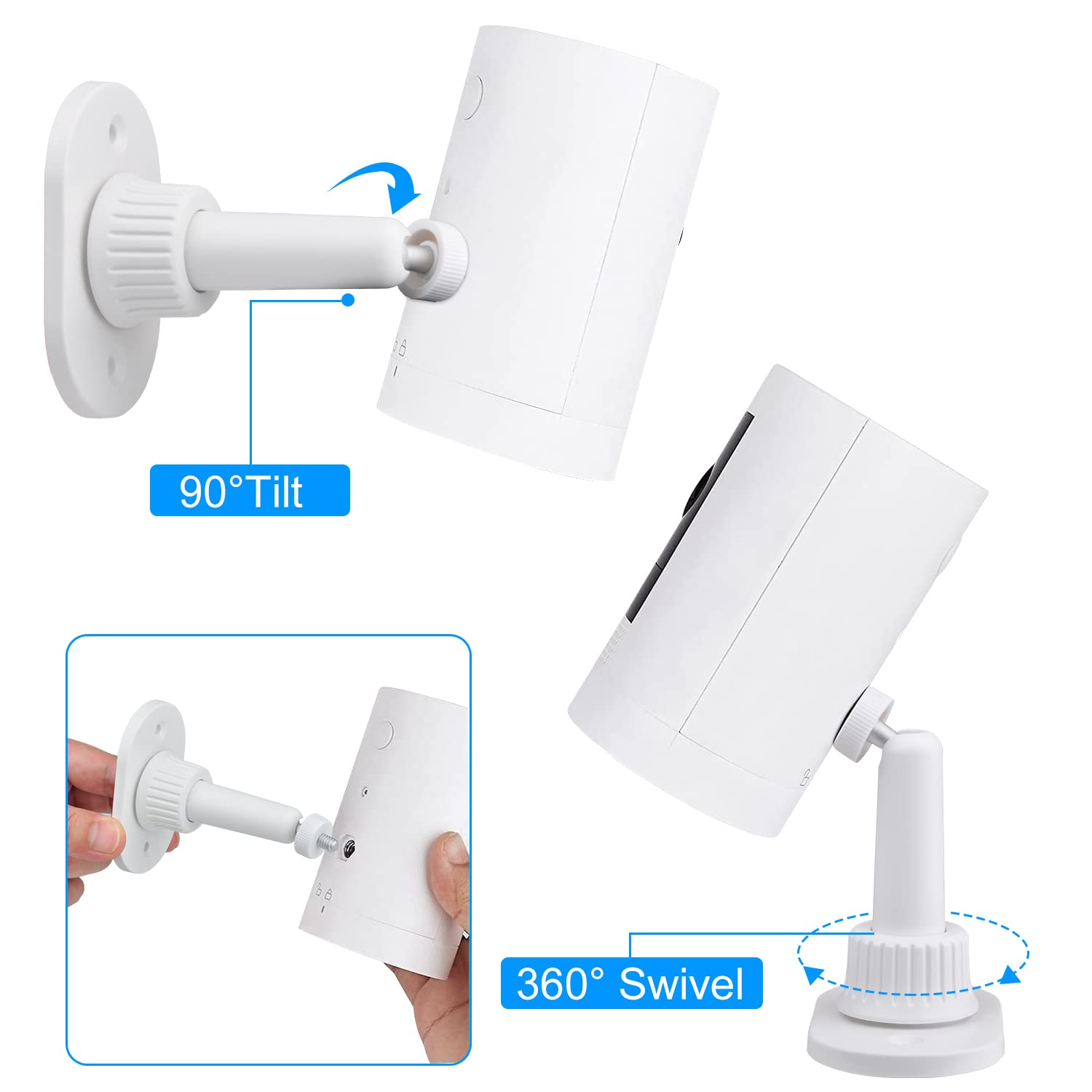 2Pack Strong Adhesive Wall Mount Compatible With Ring Stick Up Cam Wired/Battery And Ring Indoor Cam Hd Security Camera,360 Degr