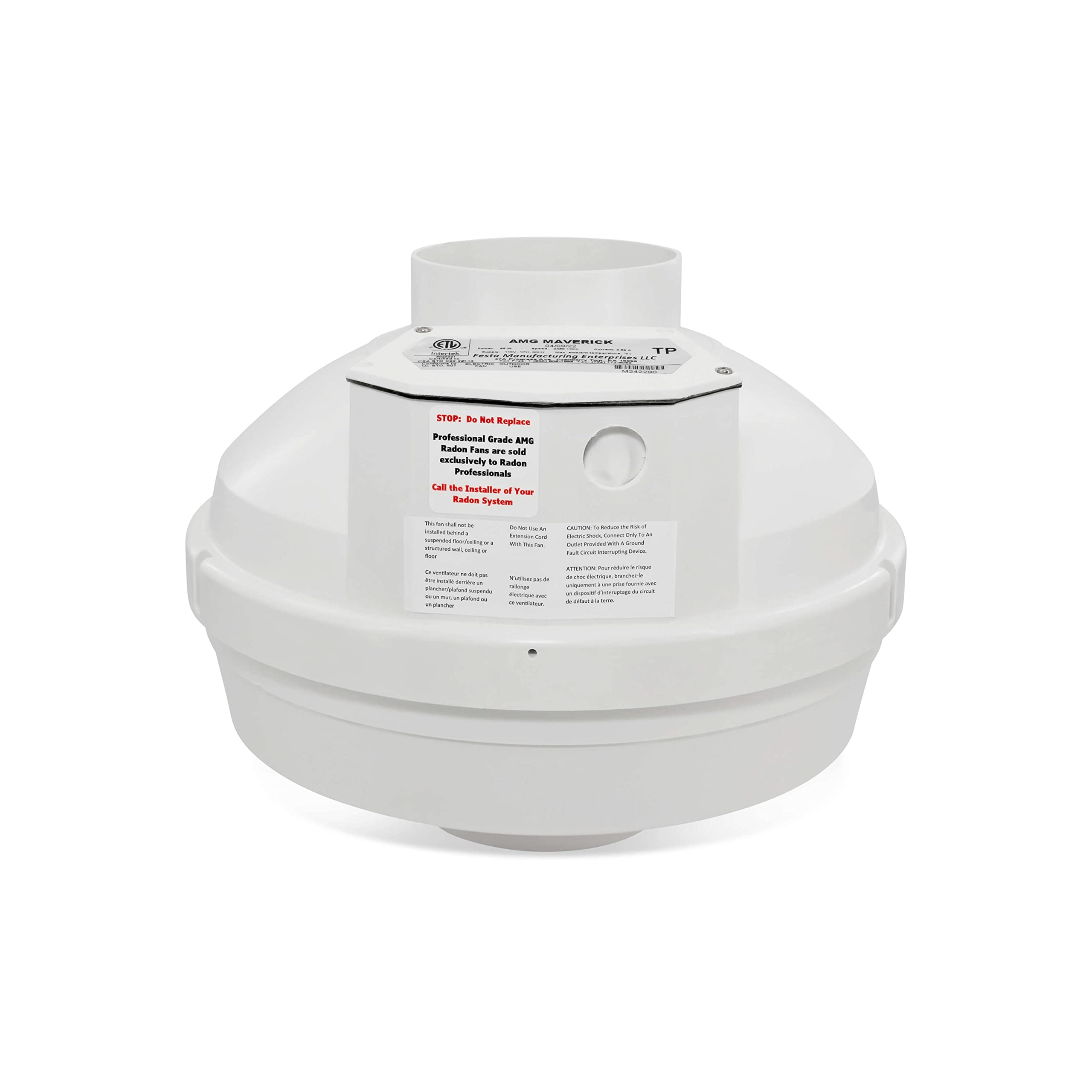 Festa Radon Amg Maverick Radon Fan   Quiet And Energy Efficient 260 Cfm Radon Mitigation System Inline Duct Fan   4'' Electric I