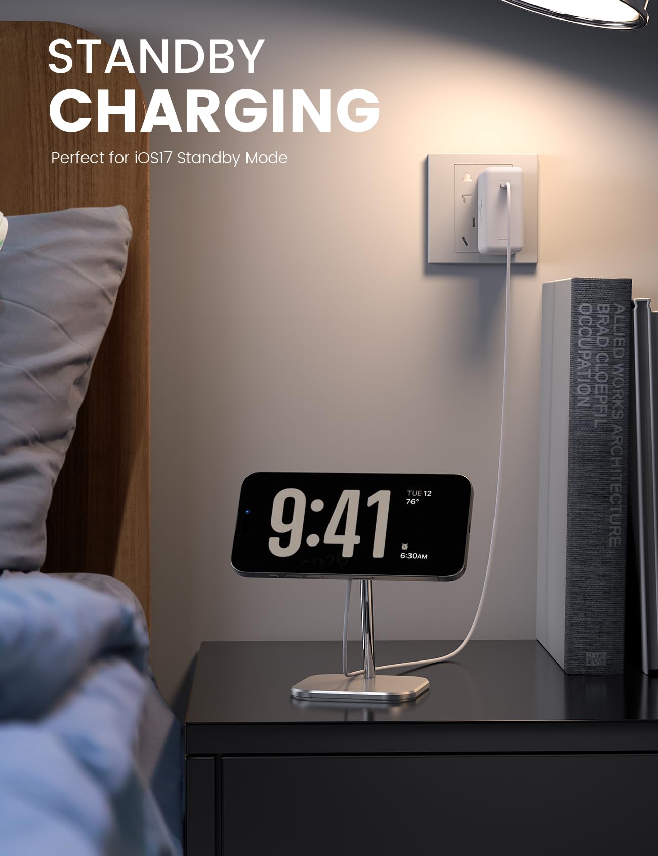 Lamicall Phone Stand for MagSafe Charger   [MagSafe Not Included] 360 Rotation Adjustable Aluminum Charging Holder Dock for Desk, Compatible with Apple iPhone 15 14 Plus 13 12 Mini, Pro, Pro Max