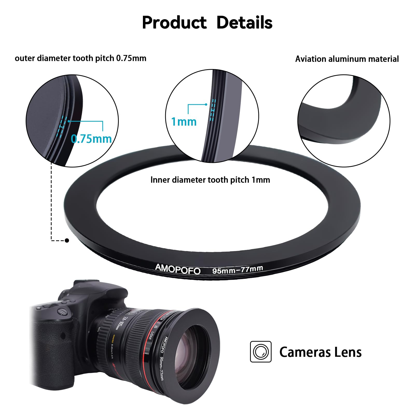 95Mm Lens To 77Mm Camera Filter Ring,95Mm To 77Mm Step Down Ring Filter Adapter For 77Mm Uv,Nd,Cpl,Metal Step Down Ring