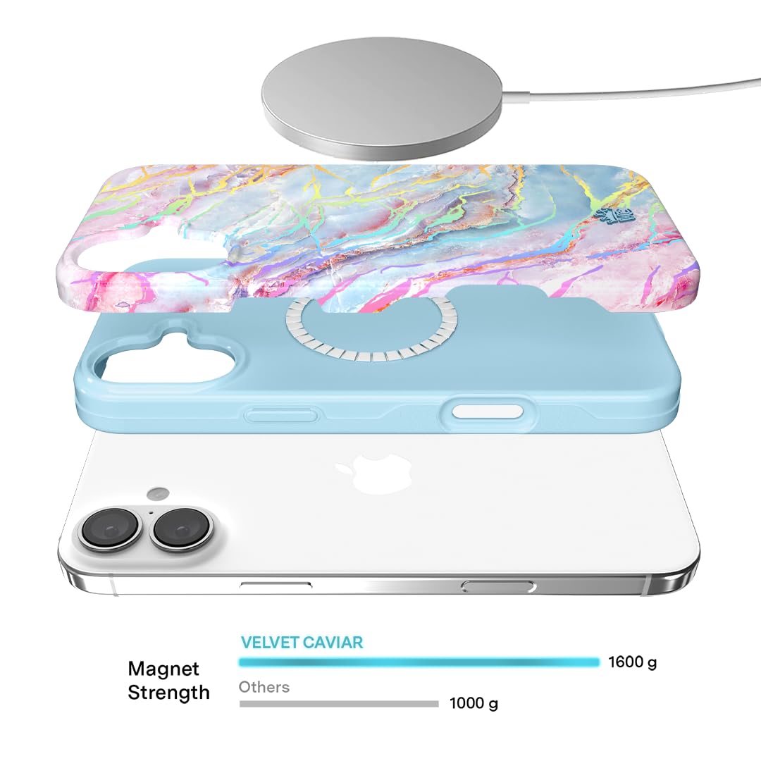 Velvet Caviar For Iphone 16 Case Holographic Marble For Women [8Ft Drop Tested] Compatible With Magsafe   Cute Phone Cover   Col