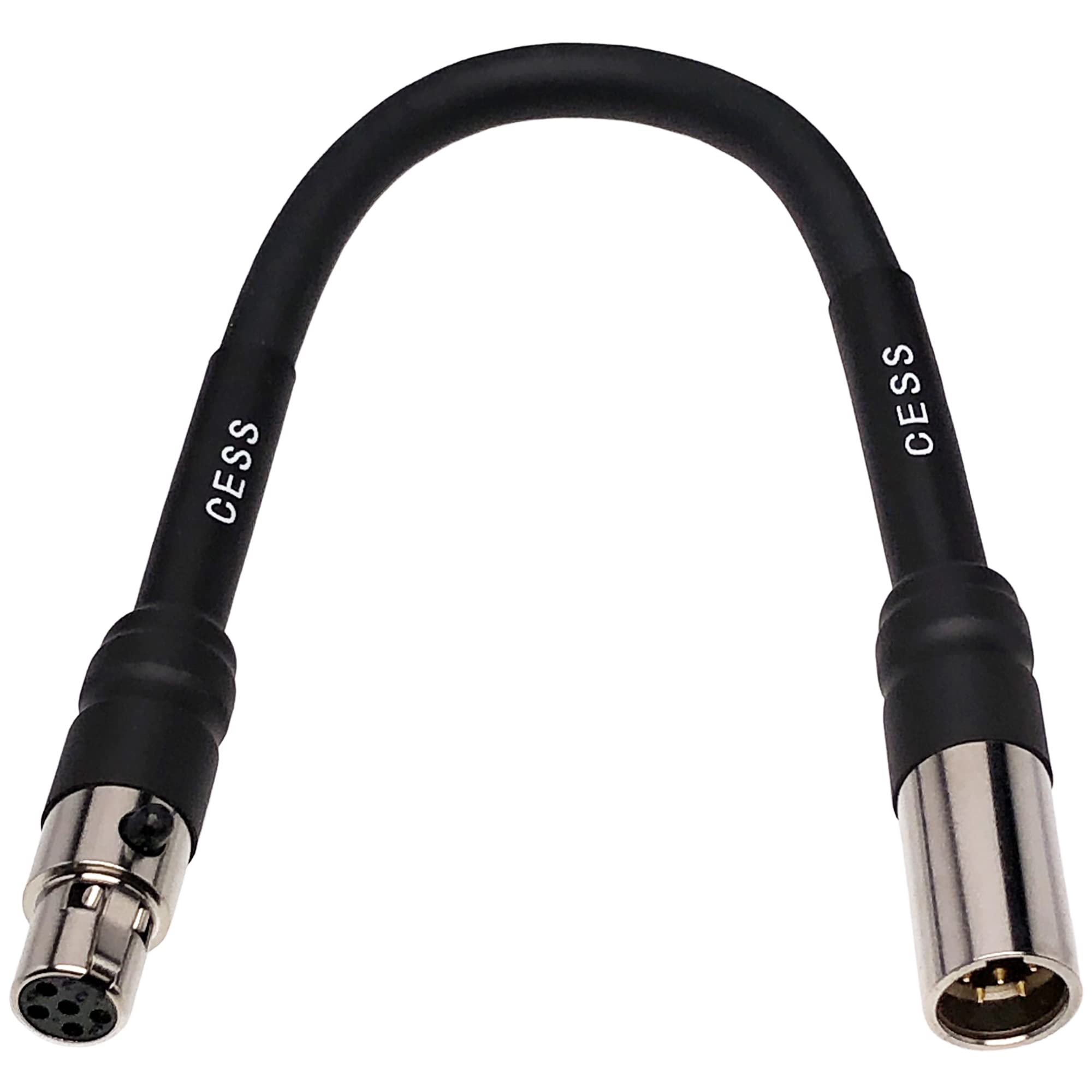 Cess 199 Mini Xlr 5 Pin Female To Male Extension Cable, 6 Inches, Metal Shell With Heat Shrink Tubing Reinforcement For Long Ter