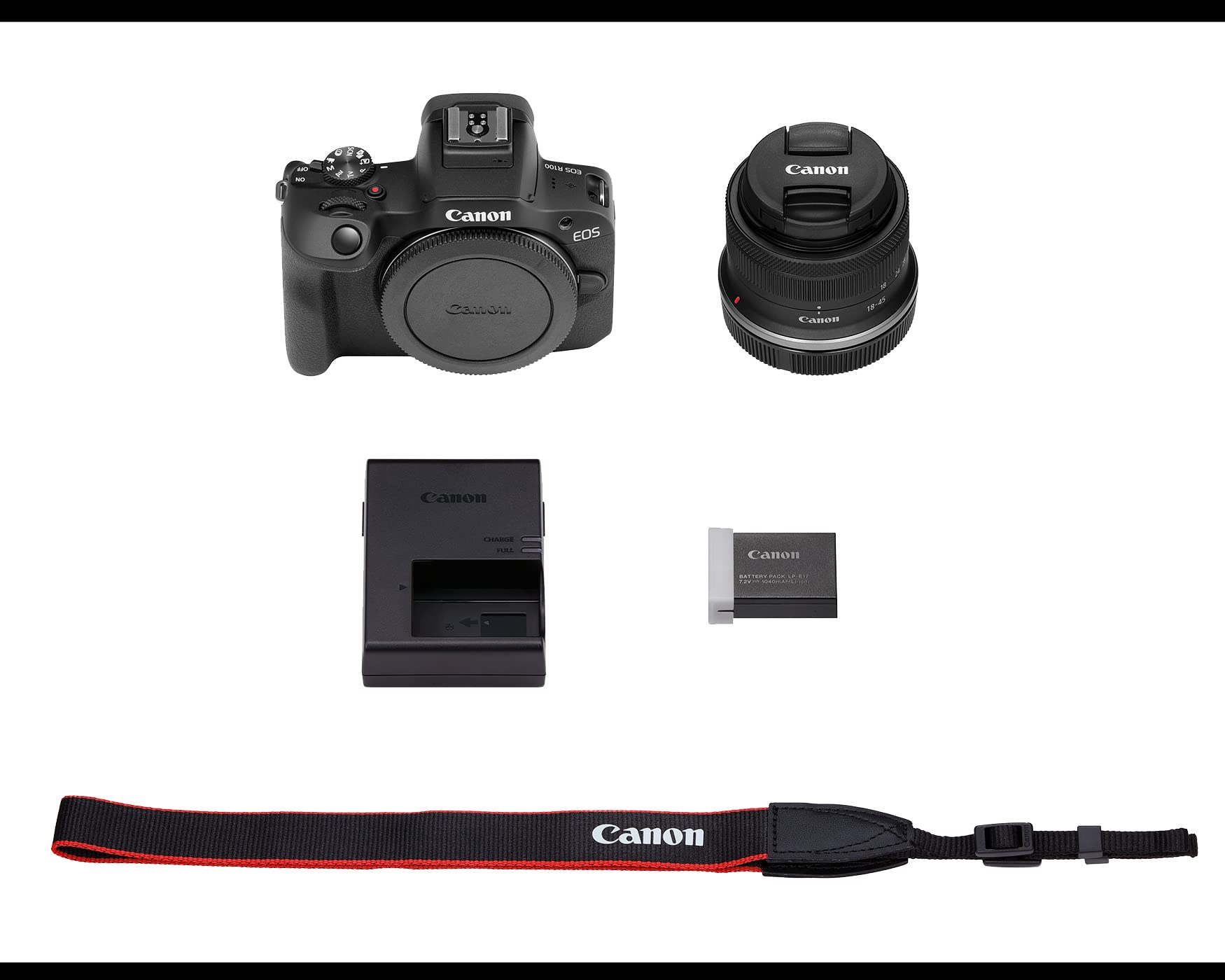 Canon EOS R100 Mirrorless Camera RF S18 45mm F4.5 6.3 is STM Lens Kit, 24.1 Megapixel CMOS (APS C) Sensor, 4K Video, RF Mount, Black