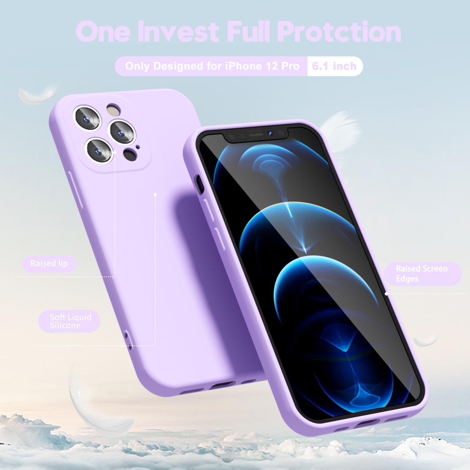 Oakxco For Iphone 12 Pro Case Liquid Silicone, Soft Rubber Gel Elegant Aesthetic Basic Simple Cover, Slim Tpu Matte Solid Color