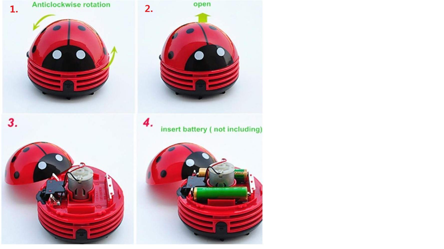 Art&Beauty Red Beetle Shaped Portable Corner Desk Table Top Vacuum Cleaner Mini Cute Vacuum Cleaner Dust Sweeper