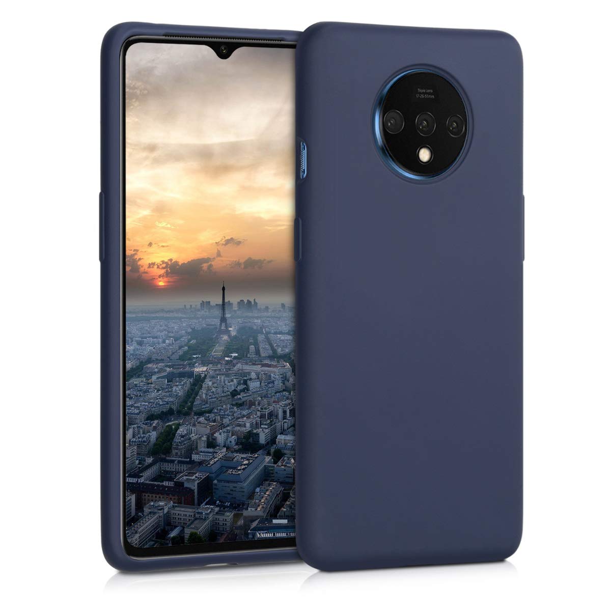 Kwmobile Case Compatible With Oneplus 7T Case   Tpu Silicone Phone Cover With Soft Finish   Navy Blue