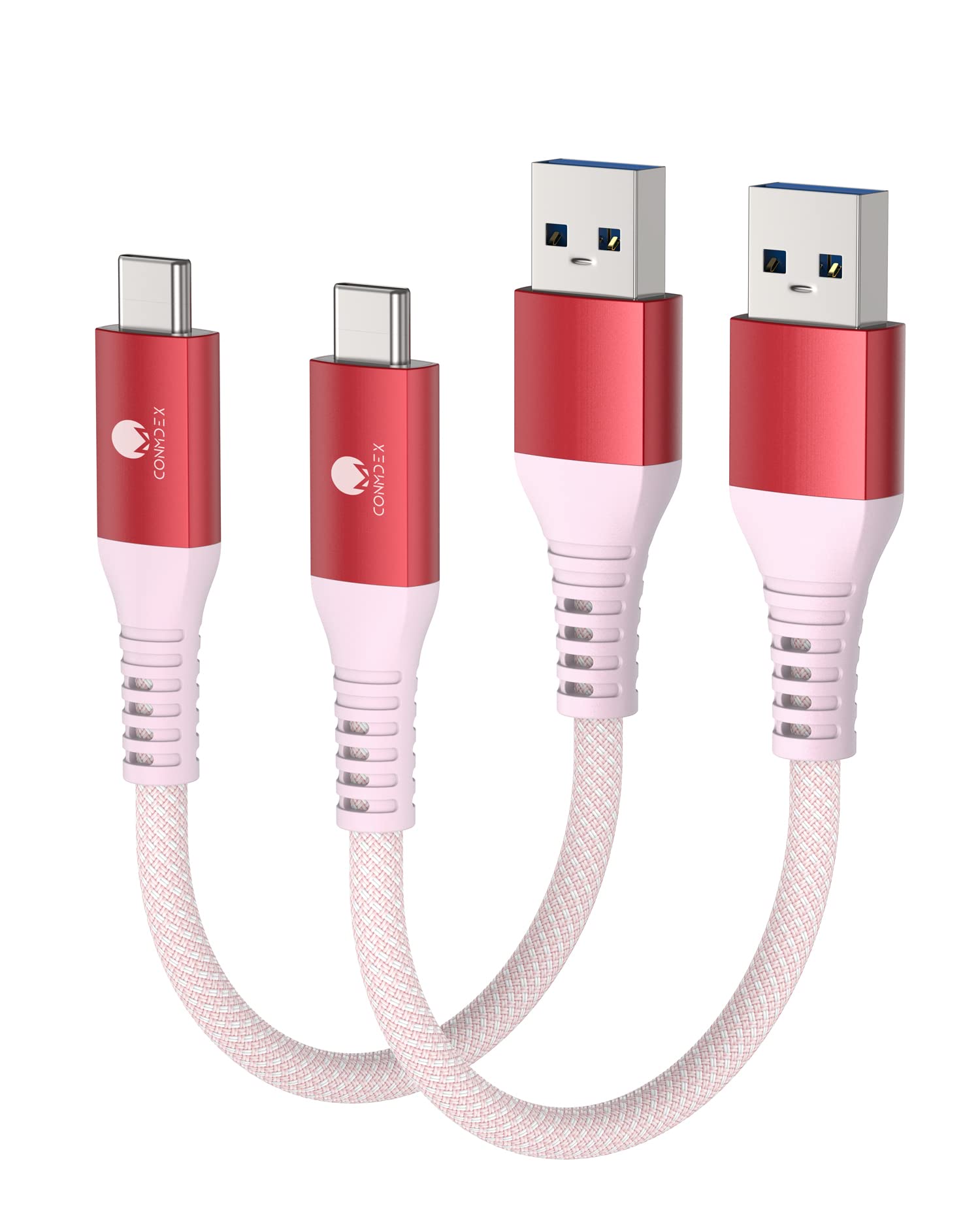 Conmdex Type C Cable [2Ft, 2 Pack] 10Gbps Usb 3.1 Gen 2 Usb A To Usb C Data Transfer Cord, Short 3A Fast Charging Android Auto Carplay Usb C Cable For Iphone 16 Plus Pro Max Samsung Galaxy S23, Red