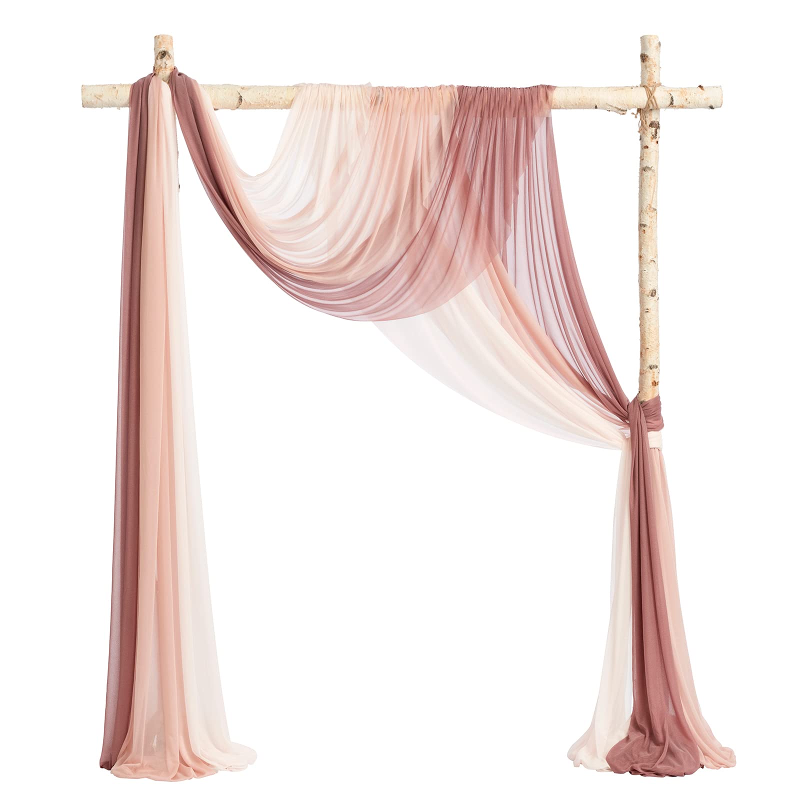 Ling'S Moment Easy Hanging Wedding Arch Chiffon Drape 3 Panels Pink 26.5Ft X 30'' W Fabric For Wedding Ceremony Reception Swag B