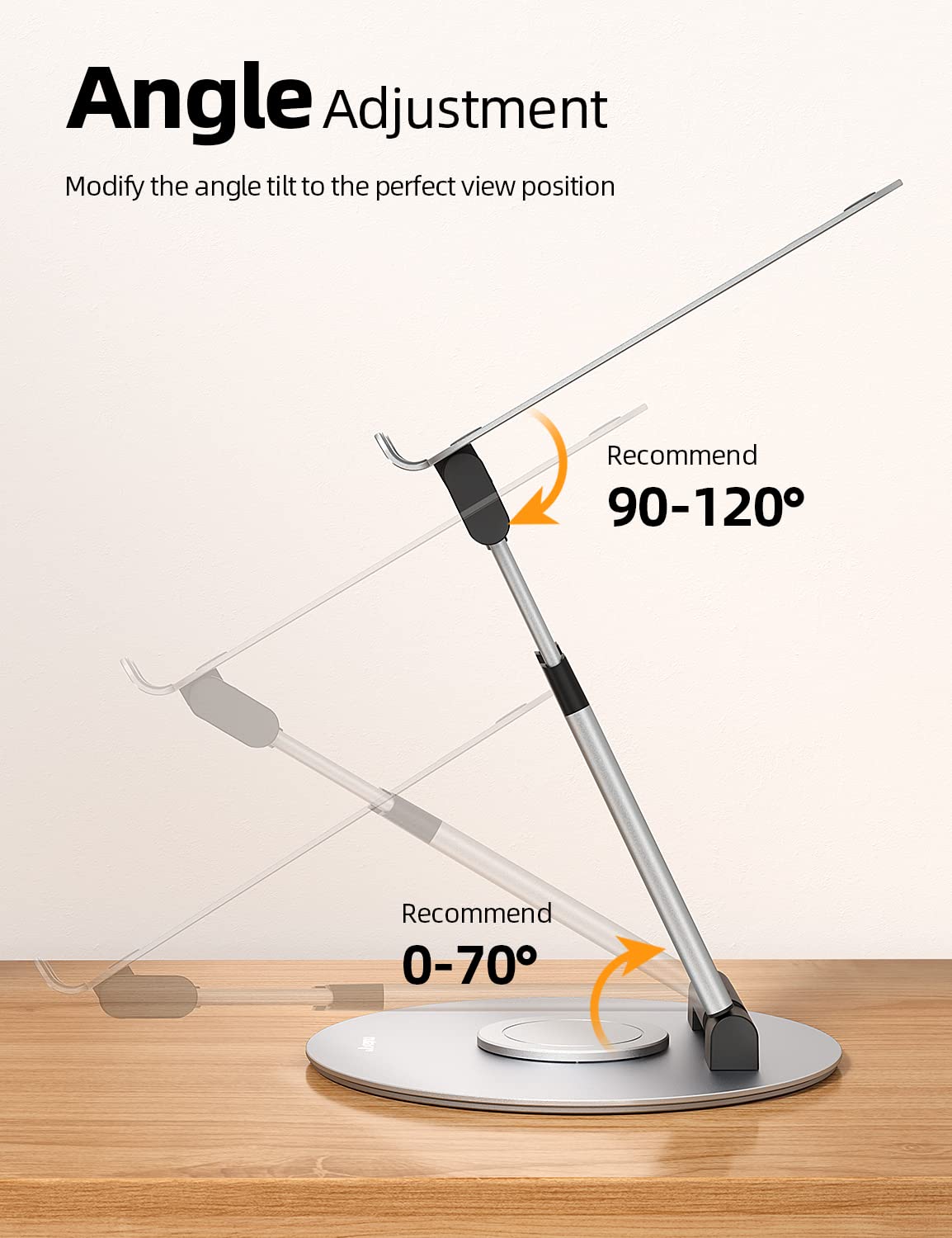 Nulaxy Telescopic 360 Rotating Laptop Stand For Desk Adjustable Height Swivel Pull Out Design Ergonomic Laptop Riser Fits All 10 17' Laptops Computer Macbook, Silver