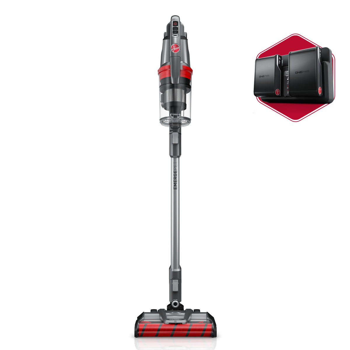 Hoover Onepwr Windtunnel Emerge Pet+ Cordless Lightweight Stick Vacuum With All-Terrain Dual Brush Roll, 2 Batteries Included, B