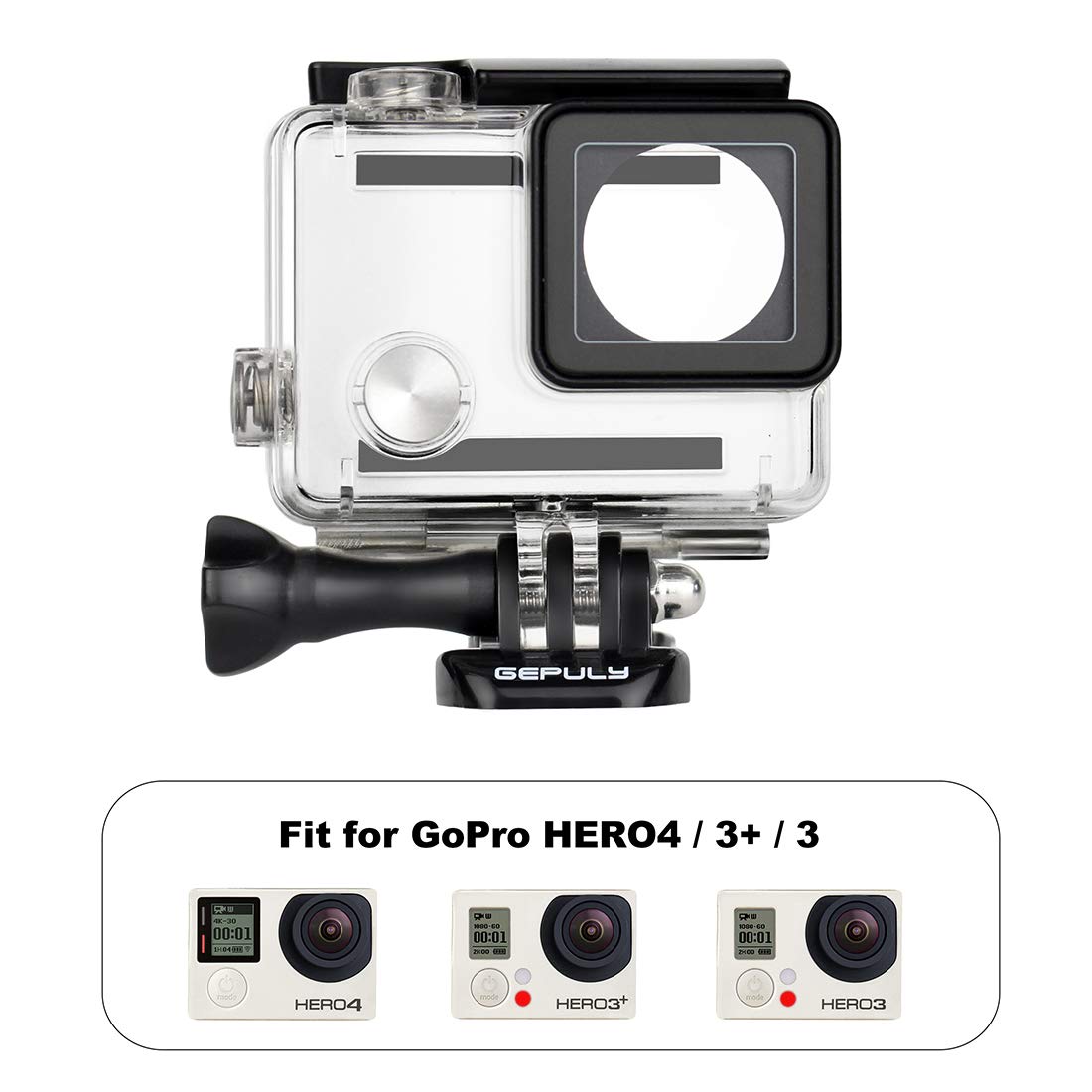 Gepuly Waterproof Housing Case For Gopro Hero 4 Black, Hero 4 Silver, Hero 3+, Hero 3 Underwater Photography   Waterproof Up To 131 Ft (40M)   With Quick Release Mount, Thumb Screw