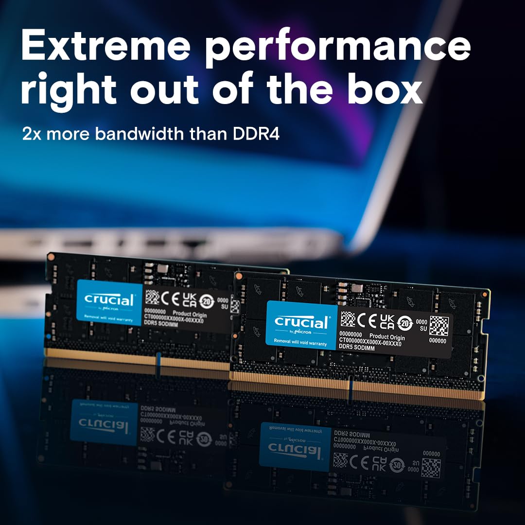 Crucial 16GB DDR5 Laptop RAM Memory Kit (2x8GB), 5600MHz, SODIMM 262-Pin, Compatible with Intel & AMD Ryzen
